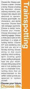 DOOR POSTER TRAINSPOTTING QUOTES 53 X 158 CM