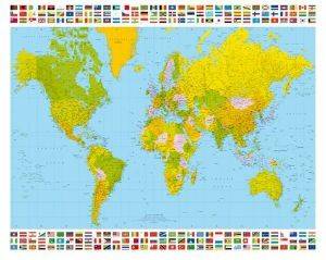 POSTER MAP OF THE WORLD 40.6 X 50.8 CM