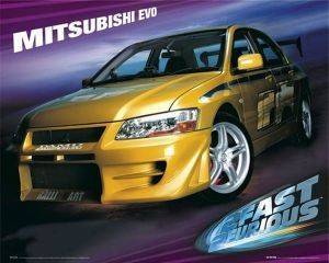 POSTER 2FAST 2FURIOUS, MITSUBISHI EVO 40.6 X 50.8 CM