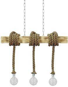 ΦΩΤΙΣΤΙΚΟ ΟΡΟΦΗΣ HERONIA LIGHTING MR-10X10 MANILA ROPE 3/L ΣΧΟΙΝΙ/ΞΥΛΟ ΜΠΕΖ/ΚΑΦΕ 90X100X20CM