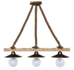 ΦΩΤΙΣΤΙΚΟ ΟΡΟΦΗΣ HERONIA LIGHTING UT-150 ROPE 3L RAGA ΞΥΛΟ/ΠΛΑΣΤΙΚΟ/ΣΧΝΟΙΝΙ ΜΠΕΖ/BRONZE 75X88X25CM