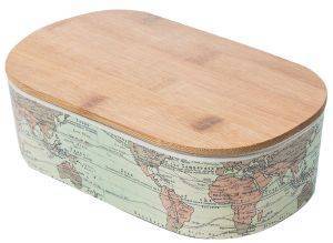 KOYTI  BAMBOO LUNCHBOX  DELUXE-WORLD MAP  21X12,8X7CM