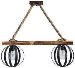 ΦΩΤΙΣΤΙΚΟ ΟΡΟΦΗΣ HERONIA LIGHTING LAMA RAGA 2/L ROPE UT-BL ΜΑΥΡΟ 81X75CM