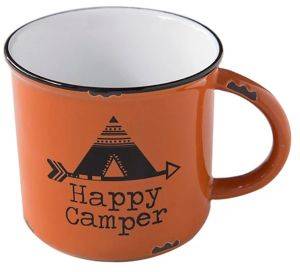 NATURAL LIFE ΚΟΥΠΑ NATURAL LIFE CAMP ΚΕΡΑΜΙΚΗ HAPPY CAMPER ΠΟΡΤΟΚΑΛΙ 480ML