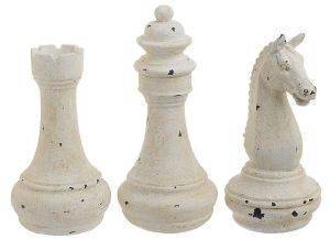    INART POLYRESIN DECO CHESS DESIGNS CREME  3 10X10X18CM