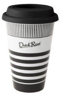 DUTCH ROSE ΚΟΥΠΑ DUTCH ROSE COFFEE TO GO STRIPE ΠΟΡΣΕΛΑΝΗ ΑΣΠΡΟΜΑΥΡΟ 37CL