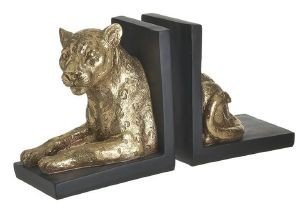 INART ΒΙΒΛΙΟΣΤΑΤΗΣ ΛΙΟΝΤΑΡΙ INART POLYRESIN ΜΑΥΡΟ ΧΡΥΣΟ 32X11X18CM