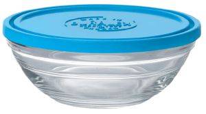 DURALEX ΔΟΧΕΙΟ ΦΑΓΗΤΟΥ 500ML DURALEX ΓΥΑΛΙΝΟ ΣΤΡΟΓΓΥΛΟ ΜΕ ΜΠΛΕ ΚΑΠΑΚΙ 14CM