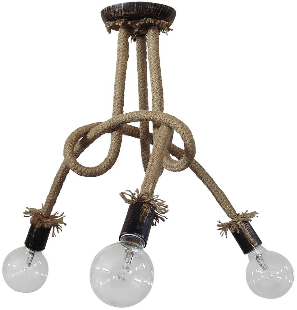 HERONIA LIGHTING ΦΩΤΙΣΤΙΚΟ ΟΡΟΦΗΣ HERONIA LIGHTING PLEX 3/L ROPE ΣΧΟΙΝΙ/ΜΕΤΑΛΛΟ ΜΠΕΖ/BRONZE 50X30CM