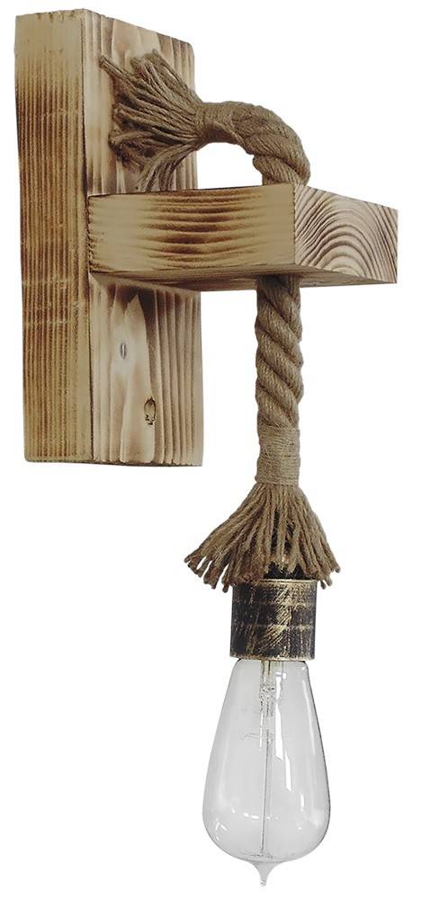 HERONIA LIGHTING ΦΩΤΙΣΤΙΚΟ ΕΠΙΤΟΙΧΙΟ HERONIA LIGHTING UT-01AP-B ROPE ΣΧΟΙΝΙ/ΞΥΛΟ ΜΠΕΖ/ΚΑΦΕ 38X18.5X11.5CM