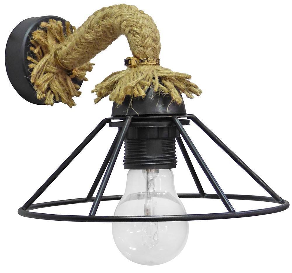 HERONIA LIGHTING ΦΩΤΙΣΤΙΚΟ ΕΠΙΤΟΙΧΙΟ HERONIA LIGHTING UT-350AP ROPE ΞΥΛΟ/ΠΛΑΣΤΙΚΟ/ΣΧΟΙΝΙ ΜΑΥΡΟ/ΜΠΕΖ 16X22X19CM