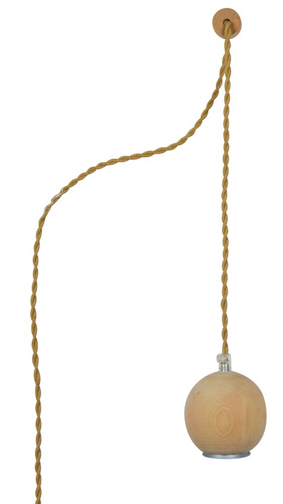 GALLIS ΑΠΛΙΚΑ GALLIS LIGHTING WOOD TOUCH BALL GU10 ΜΕ ΦΙΣ ΔΙΑΚΟΠΤΗ ΣΧΟΙΝΙ ΚΑΛΩΔΙΟ 11Χ50CM