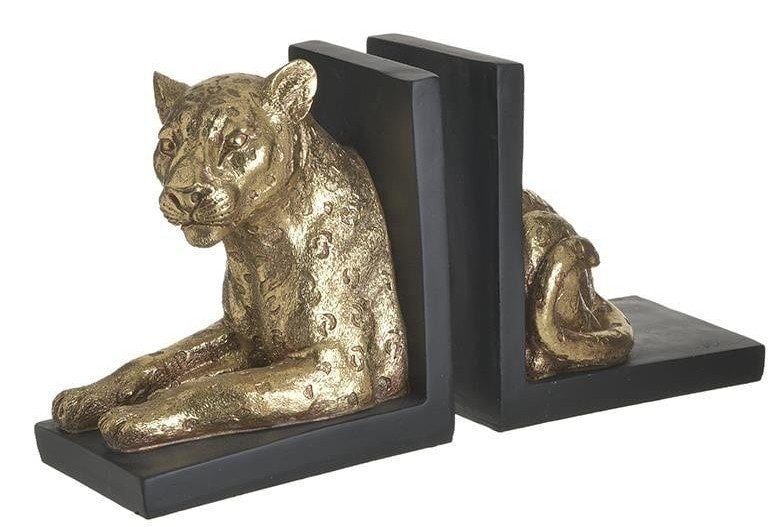INART ΒΙΒΛΙΟΣΤΑΤΗΣ ΛΙΟΝΤΑΡΙ INART POLYRESIN ΜΑΥΡΟ ΧΡΥΣΟ 32X11X18CM