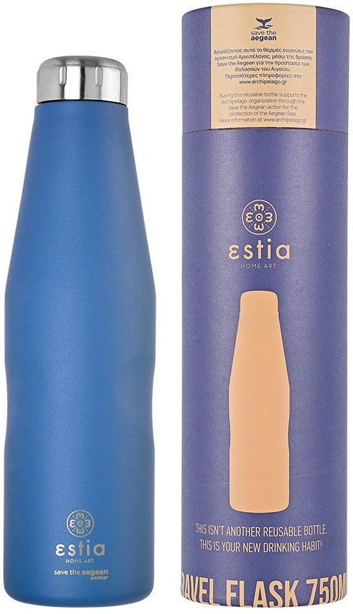 SAVE THE AEGEAN ΜΠΟΥΚΑΛΙ ΘΕΡΜΟΣ ESTIA SAVE THE AEGEAN TRAVEL FLASK DENIM BLUE (750ML)