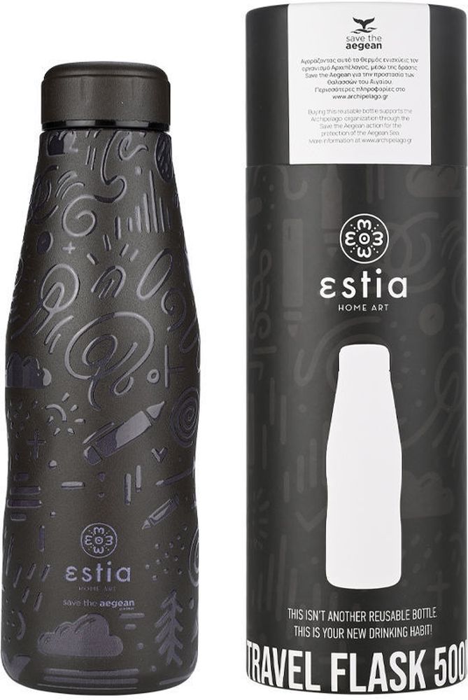 SAVE THE AEGEAN ΜΠΟΥΚΑΛΙ ΘΕΡΜΟΣ SAVE THE AEGEAN TRAVEL FLASK NOIR ECHO (500ML)