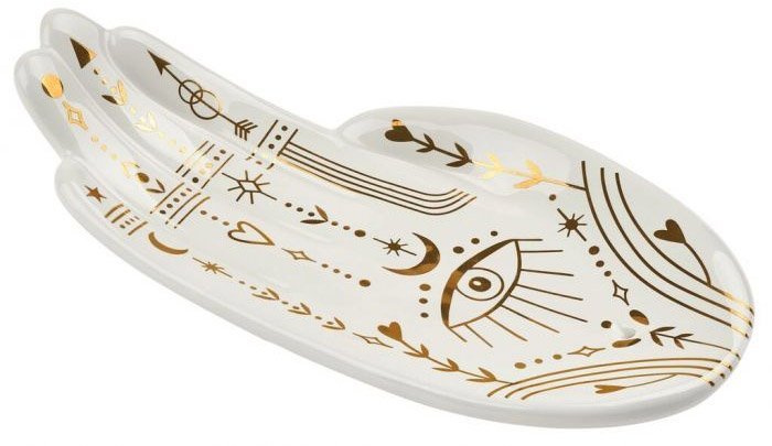 MOSES ΔΙΣΚΟΣ ΧΕΡΙ MOSES OMM FOR YOU INCENSE HOLDER ΚΕΡΑΜΙΚΟΣ ΛΕΥΚΟΣ (17.5CMX8CMX1.6CM)