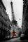 POSTER PARIS B W RED COAT 61 X 91.5 CM
