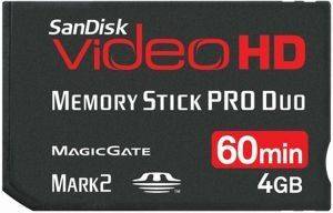 SANDISK 4GB VIDEO HD MEMORY STICK PRO DUO SANDISK 4GB VIDEO HD MEMORY STICK PRO DUO