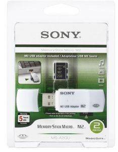 SONY MEMORY STICK MICRO M2 MSA-2 GU 2GB WITH USB ADAPTERS SONY MEMORY STICK MICRO M2 MSA-2 GU 2GB WITH USB ADAPTERS