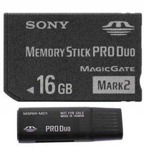 SONY 16GB MEMORY STICK PRO DUO MARK 2 WITH USB ADAPTER