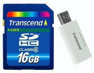 TRANSCEND 16GB SECURE DIGITAL HIGH CAPACITY CLASS 6 + CARD READER