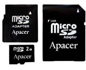 APACER 2GB MICRO SECURE DIGITAL WITH 2 ADAPTERS