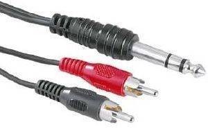 HAMA 43249 AUDIO CONNECTING CABLE 2 RCA MALE PLUGS 6.3MM MALE PLUG STEREO 1.5M