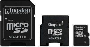 KINGSTON SDC4/32GB-2ADP 32GB CLASS4 MICRO SDHC WITH 2 ADAPTERS