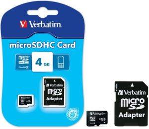 VERBATIM 4GB MICRO SD CARD WITH ADAPTOR