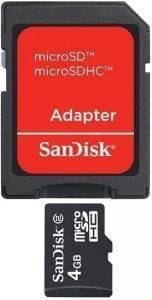 SANDISK 4GB MICRO SD WITH ADAPTOR CLASS 2