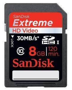 SANDISK 8GB EXTREME HD VIDEO SECURE DIGITAL HC CLASS 10 SANDISK 8GB EXTREME HD VIDEO SECURE DIGITAL HC CLASS 10