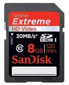 SANDISK 8GB EXTREME HD VIDEO SECURE DIGITAL HC CLASS 10