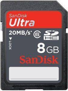 SANDISK 8GB ULTRA SECURE DIGITAL HC CLASS 6