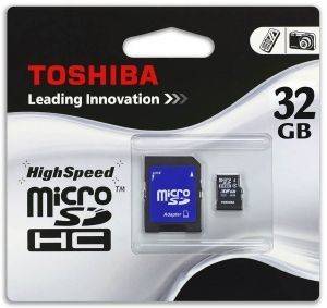 TOSHIBA 32GB MICRO SD HIGH CAPACITY CLASS 4 WITH ADAPTER TOSHIBA 32GB MICRO SD HIGH CAPACITY CLASS 4 WITH ADAPTER