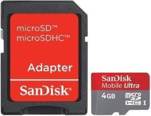 SANDISK 4GB MOBILE ULTRA MICRO SD HIGH CAPACITY WITH ADAPTER CLASS 6