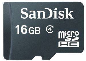 SANDISK 16GB MICRO SD HIGH CAPACITY CLASS 4