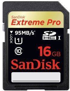 SANDISK EXTREME PRO 16 GB SDHC CLASS 10 UHS-1 FLASH MEMORY CARD 95MB/S SDSDXPA-016G-X46