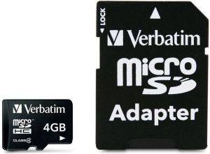 VERBATIM 43966 MICROSDHC 4GB CLASS 4 WITH ADAPTOR VERBATIM 43966 MICROSDHC 4GB CLASS 4 WITH ADAPTOR