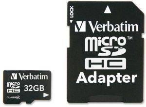 VERBATIM 43964 MICROSDHC 32GB CLASS 4 WITH ADAPTOR