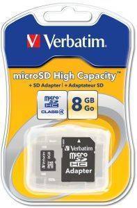 VERBATIM 43967 MICROSDHC CLASS 4 8GB WITH ADAPTOR VERBATIM 43967 MICROSDHC CLASS 4 8GB WITH ADAPTOR