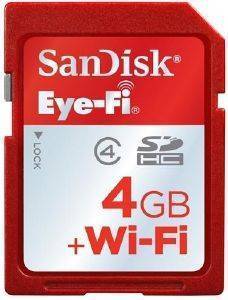 SANDISK 4GB SD HIGH CAPACITY EYE-FI WIRELESS MEMORY CARD WITH ADAPTER CLASS 4 SDSDWIFI-004G-X46