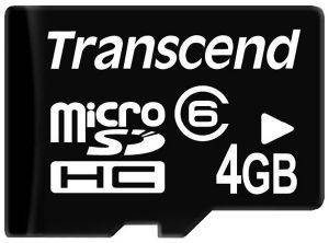 TRANSCEND 4GB MICRO SECURE DIGITAL CARD HIGH CAPACITY CLASS 6