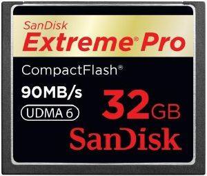 SANDISK EXTREME PRO COMPACTFLASH 32GB MEMORY CARD 90MB/S SDCFXP-032G-X46