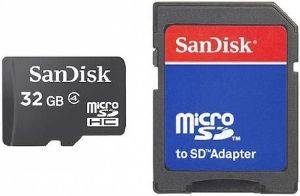 SANDISK 32GB MICRO SD HIGH CAPACITY WITH SD ADAPTER CLASS 4 SDSDQM-032G-B35A