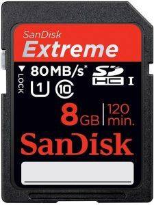 SANDISK EXTREME SDHC UHS-I CARD 8GB CLASS 10 SDSDRX3-8192