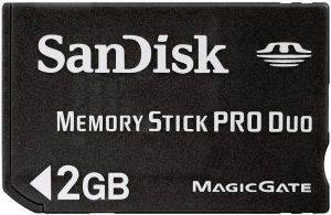 SANDISK MEMORY STICK PRO DUO 2 GB FLASH MEMORY CARD SDMSPD-002G-B35