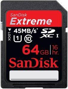 SANDISK EXTREME 64 GB SDXC CLASS 10 UHS-1 FLASH MEMORY CARD 45MB/S SDSDX-064G-X46