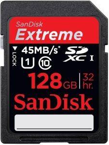 SANDISK EXTREME 128 GB SDXC CLASS 10 UHS-1 FLASH MEMORY CARD 45MB/S SDSDX-128G-X46 SANDISK EXTREME 128 GB SDXC CLASS 10 UHS-1 FLASH MEMORY CARD 45MB/S SDSDX-128G-X46