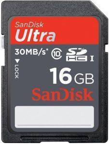 SANDISK ULTRA 16 GB SDHC CLASS 10 FLASH MEMORY CARD 30MB/S SDSDU-016G-U46