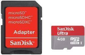 SANDISK ANDROID ULTRA 4 GB MICROSDHC CLASS 6 MEMORY CARD 30MB/S WITH ADAPTER SDSDQYA-004G-U46A